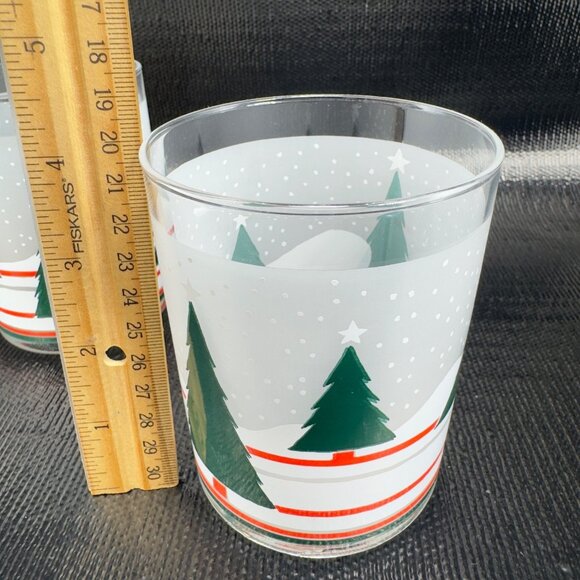 Vintage Culver Made In USA Glassware Cups Lowball Glasses Tumblers Set 3 Trees - Picture 4 of 11